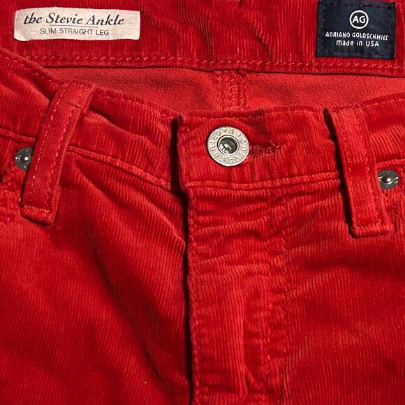 Adriano Goldschmied The Stevie Ankle Slim Straight Red Corduroy Pants Size 29 - Picture 6 of 12